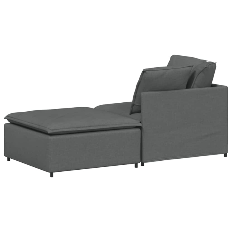 Modulares Sofa mit Fußhocker Kissen Stoff Dunkelgrau