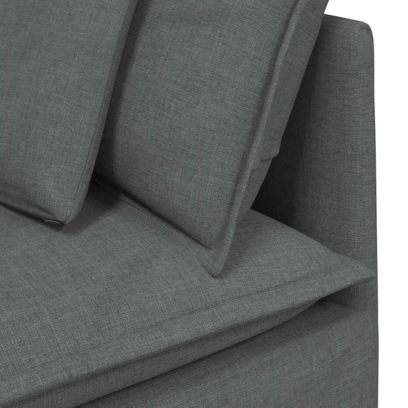 Modulares Sofa mit Fußhocker Kissen Stoff Dunkelgrau