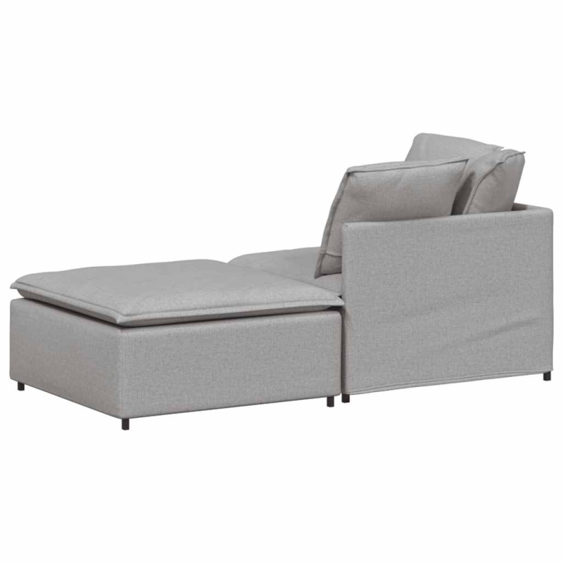 Modulares Sofa mit Fußhocker Kissen Stoff Wolkengrau
