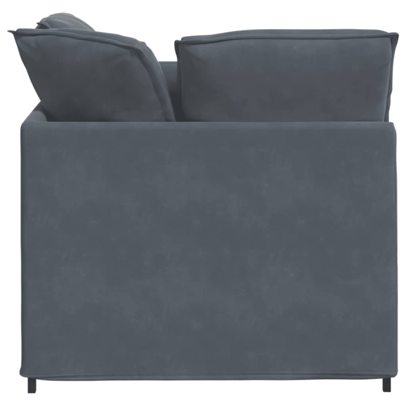 Modulares Sofa mit Fußhocker Kissen Samt Dunkelgrau