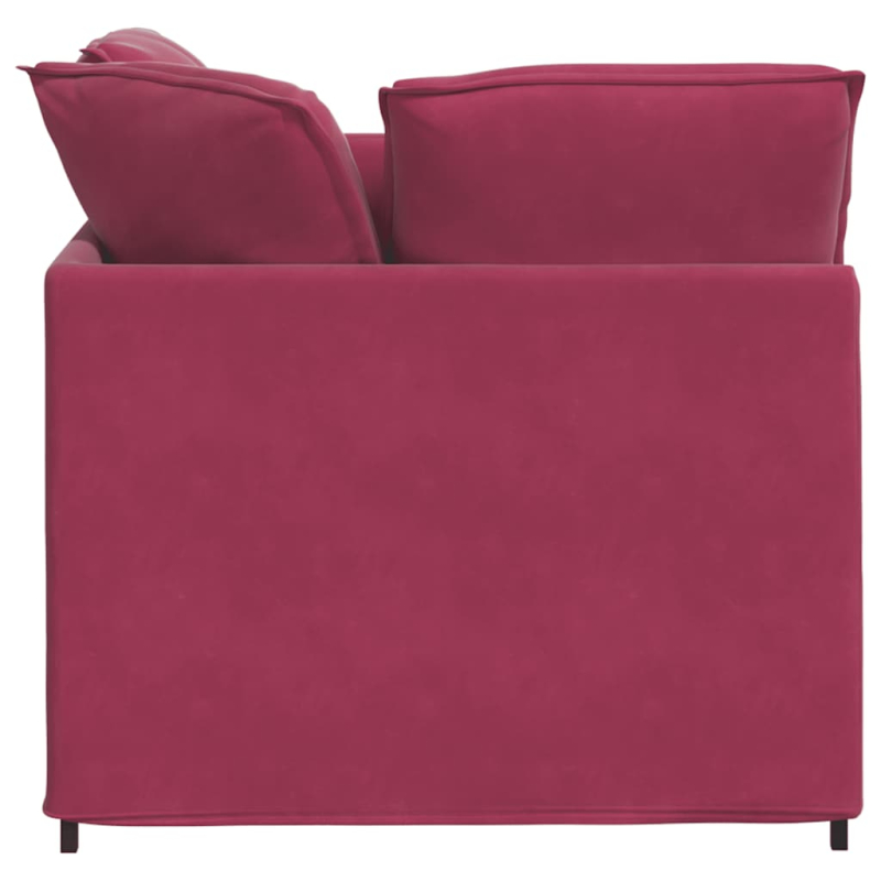 Modulares Sofa mit Fußhocker Kissen Samt Weinrot