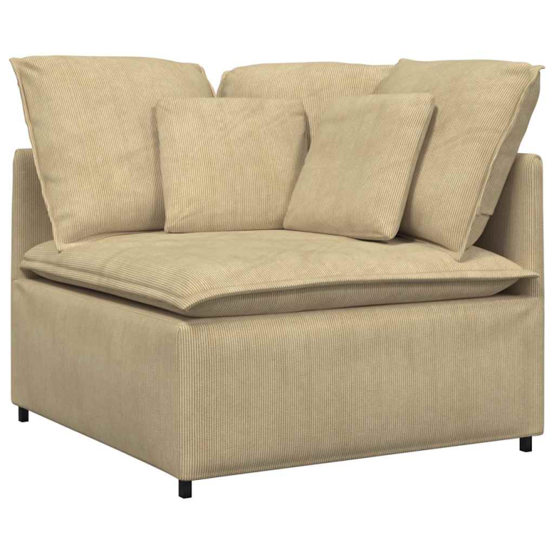 Modulares Sofa mit Fußhocker Kissen Cordstoff Hellgrün Grau