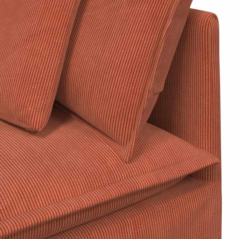 Modulares Sofa mit Fußhocker Kissen Cordstoff Rot Orange