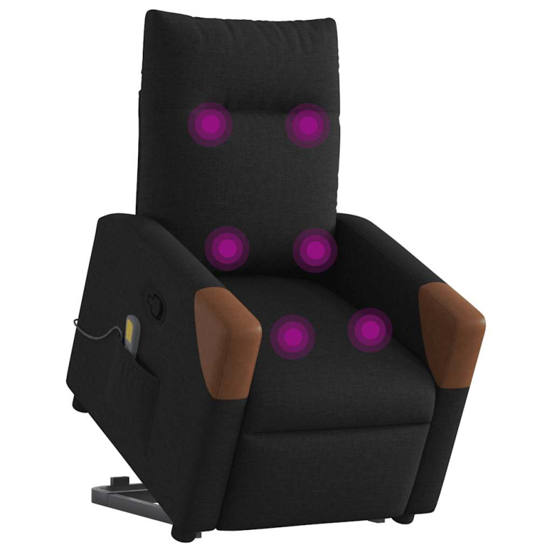Massagesessel mit Aufstehhilfe Schwarz Stoff