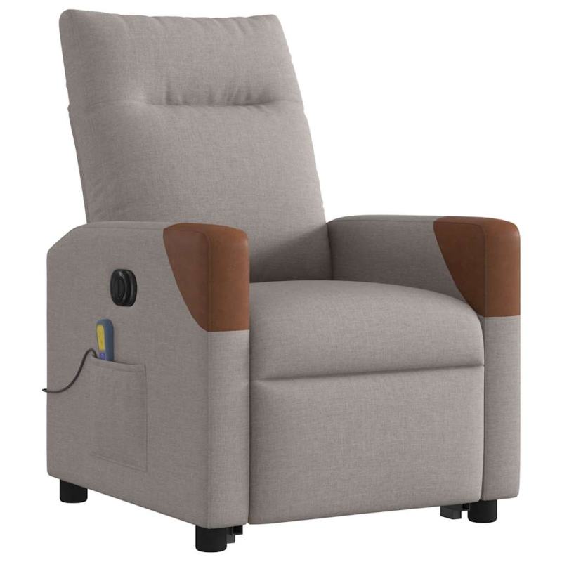 Elektrischer Massagesessel mit Aufstehhilfe Taupe Stoff
