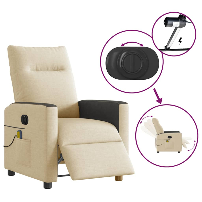 Massagesessel Elektrisch Creme Stoff