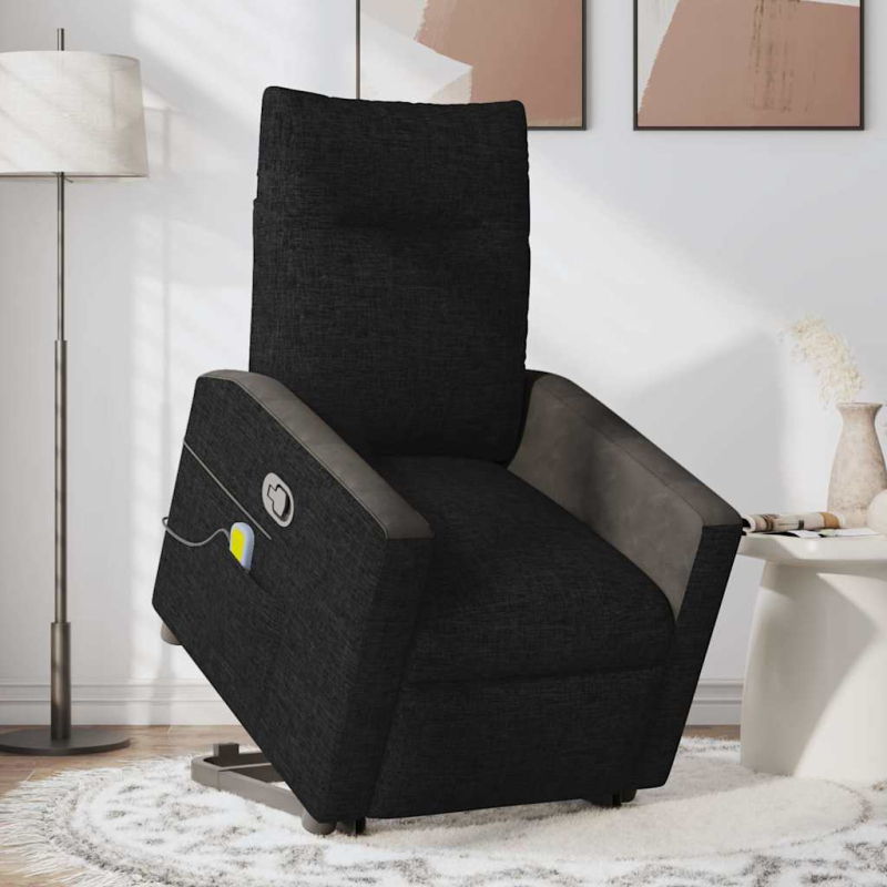 Massagesessel mit Aufstehhilfe Schwarz Stoff
