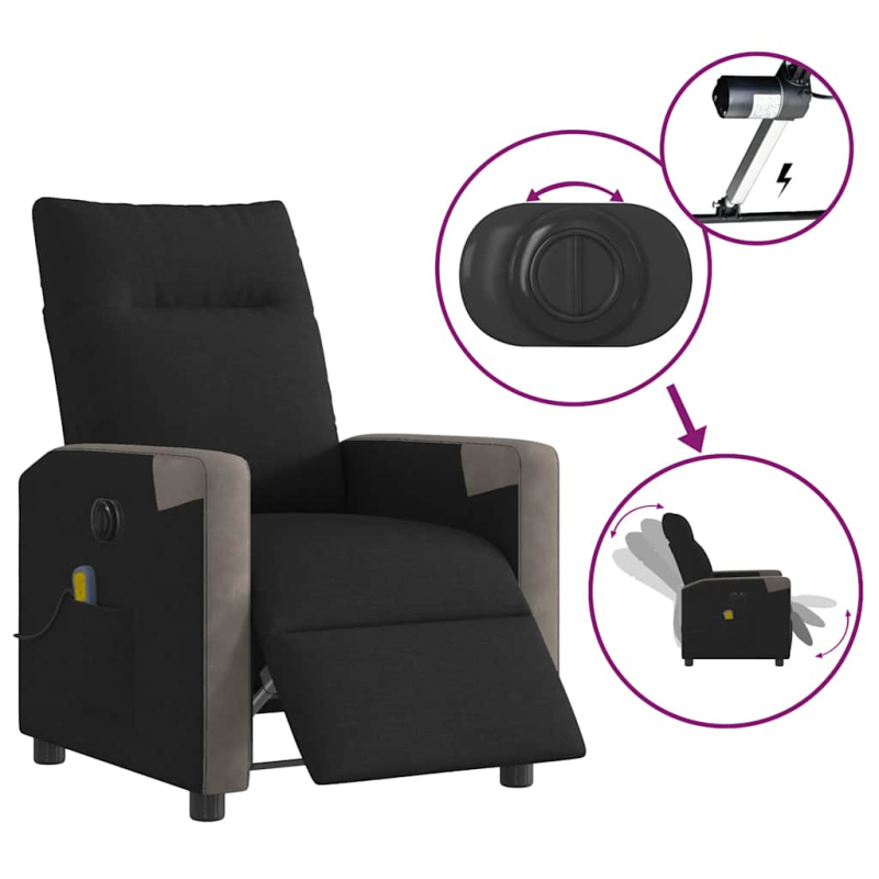Massagesessel Elektrisch Schwarz Stoff