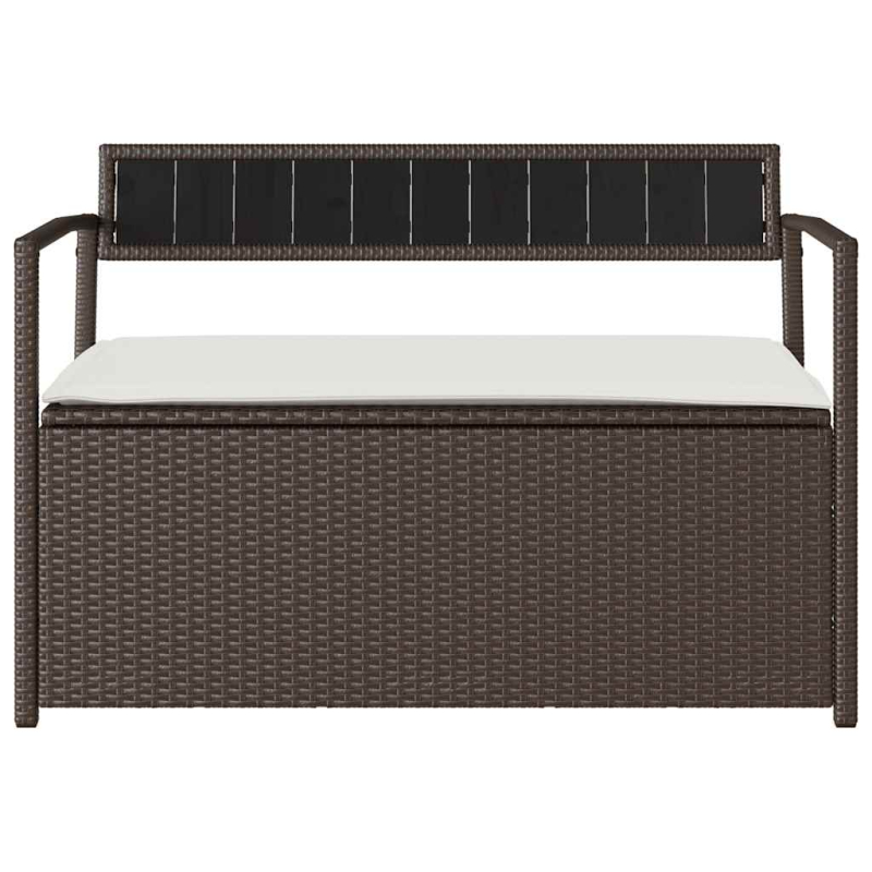 Gartenbank mit Stauraum und Kissen Braun Poly Rattan