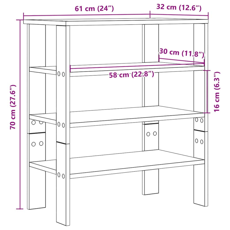 Schuhregal Braun Eichen-Optik 61x32x70 cm Holzwerkstoff