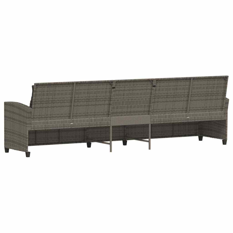 Gartensofa 5-Sitzer mit Kissen Grau Poly Rattan