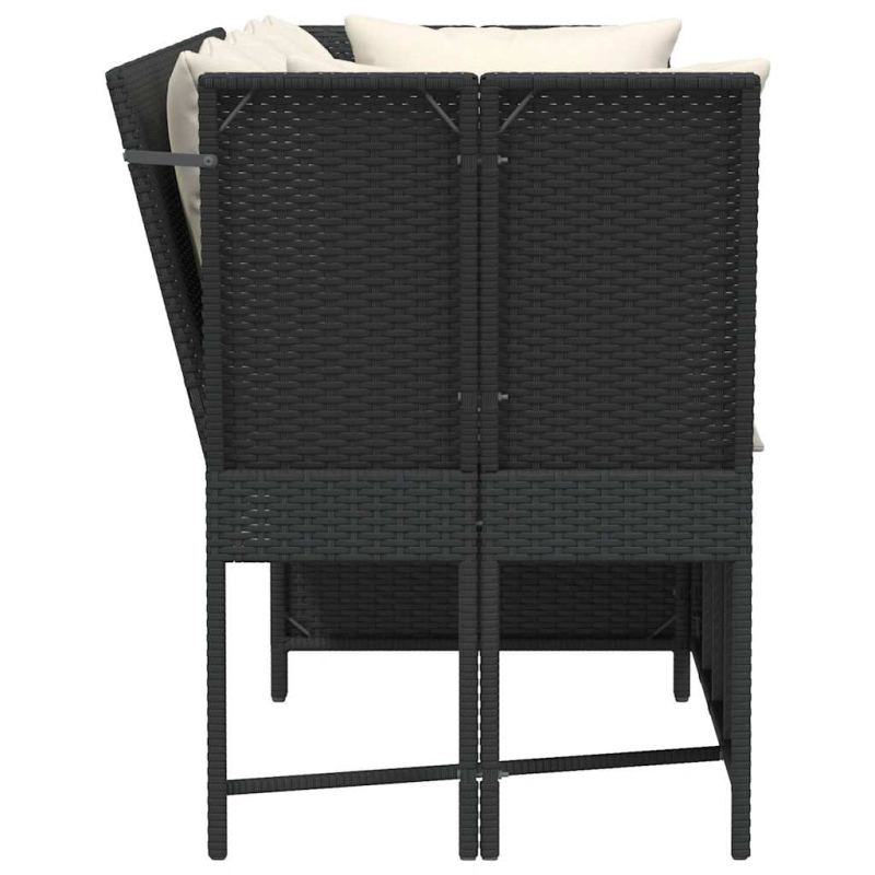 Gartensofa mit Kissen Schwarz Poly Rattan