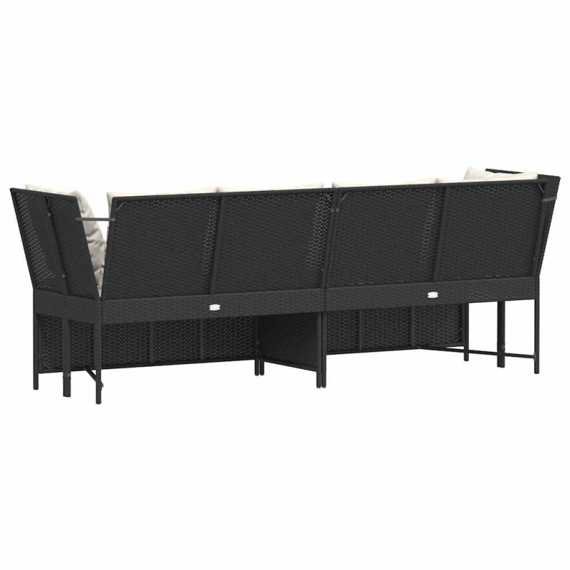 Gartensofa mit Kissen Schwarz Poly Rattan