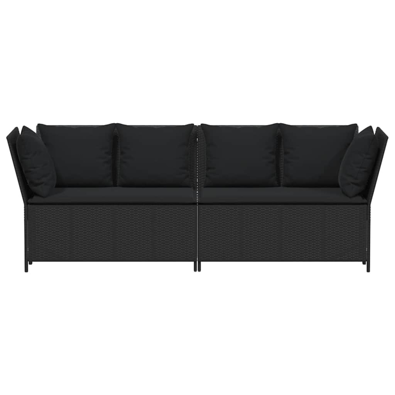 Gartensofa mit Kissen Schwarz Poly Rattan