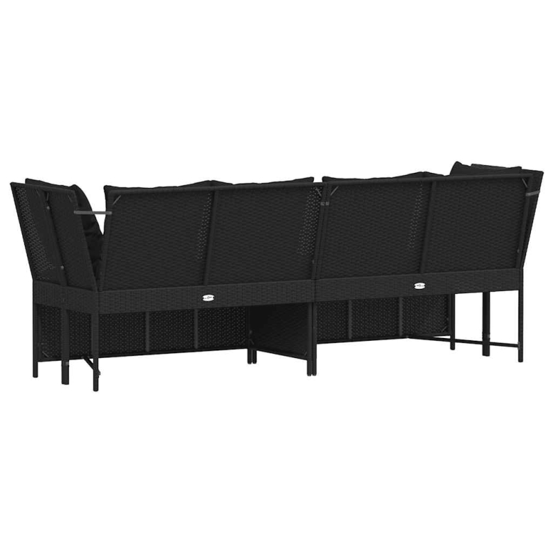 Gartensofa mit Kissen Schwarz Poly Rattan