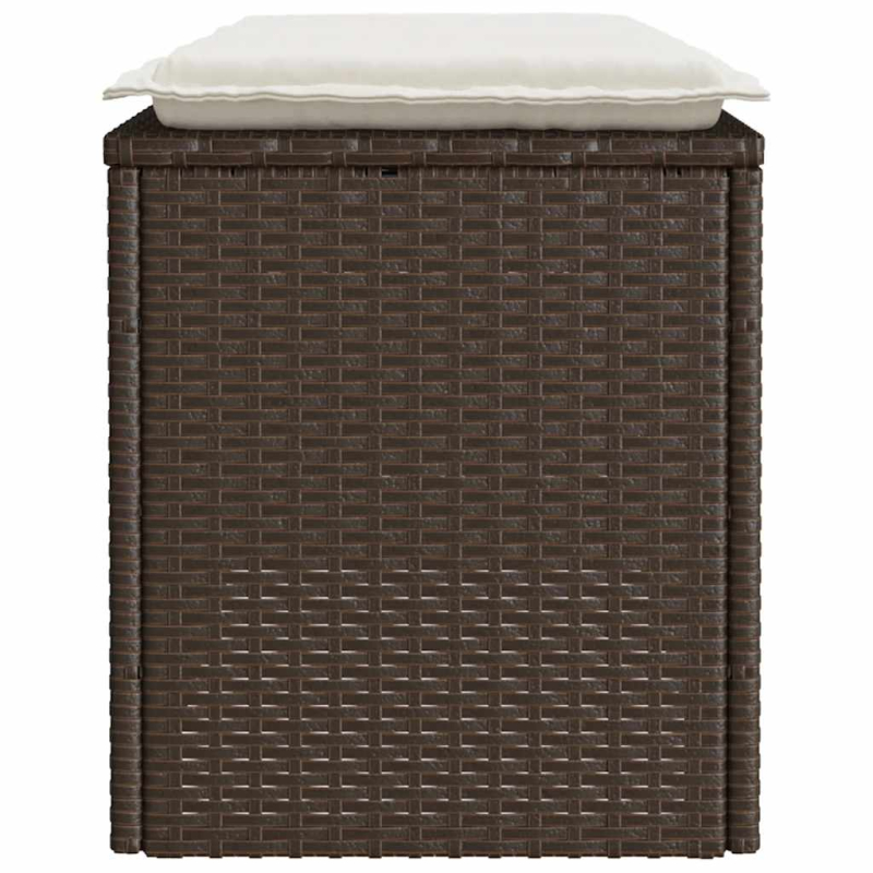 Gartenbank mit Kissen Braun 110x40x44 cm Poly Rattan