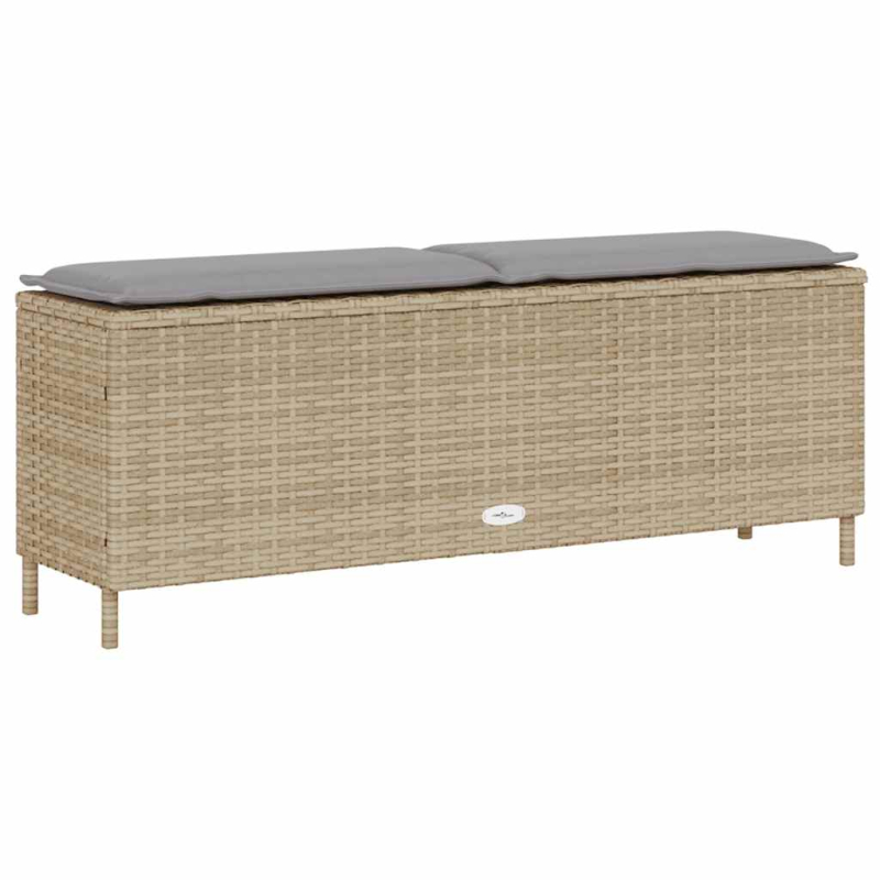 Gartenbank mit Kissen Beige 110x30x40,5 cm Poly Rattan