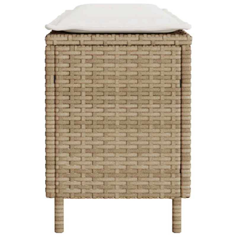 Gartenbank mit Kissen Beige 110x30x40,5 cm Poly Rattan