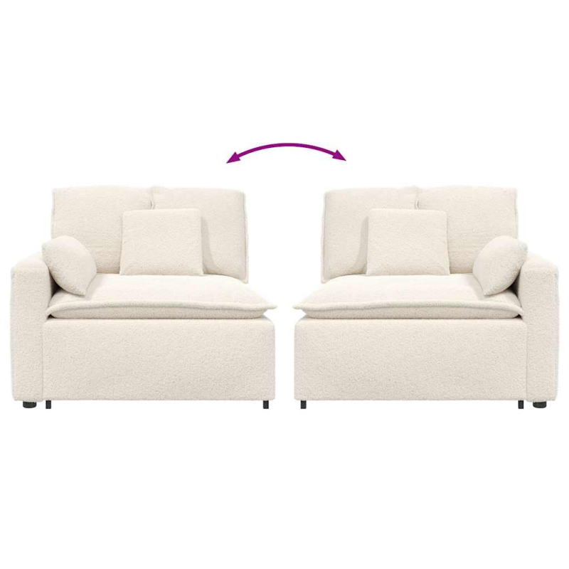 Modulares Sofa Endmodul mit Armlehne Kissen Creme 100 cm