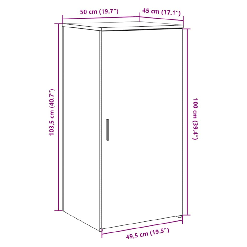 Lagerschrank Betongrau 50x45x103,5 cm Holzwerkstoff