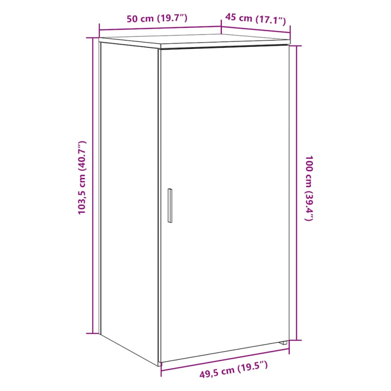 Lagerschrank Räuchereiche 50x45x103,5 cm Holzwerkstoff