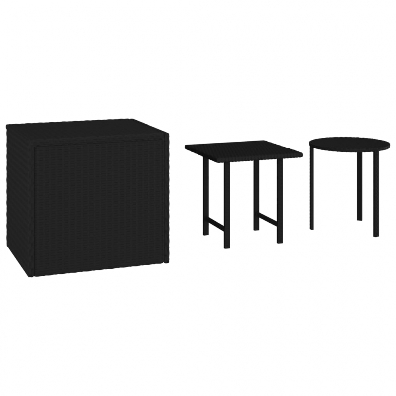 Garten-Beistelltische 3 Stk. Schwarz Poly Rattan