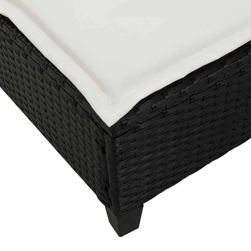 Sonnenliege mit Auflagen Schwarz 55x200x25,5cm Poly Rattan