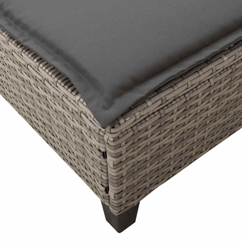Sonnenliege mit Auflagen Grau 55x200x25,5cm Poly Rattan