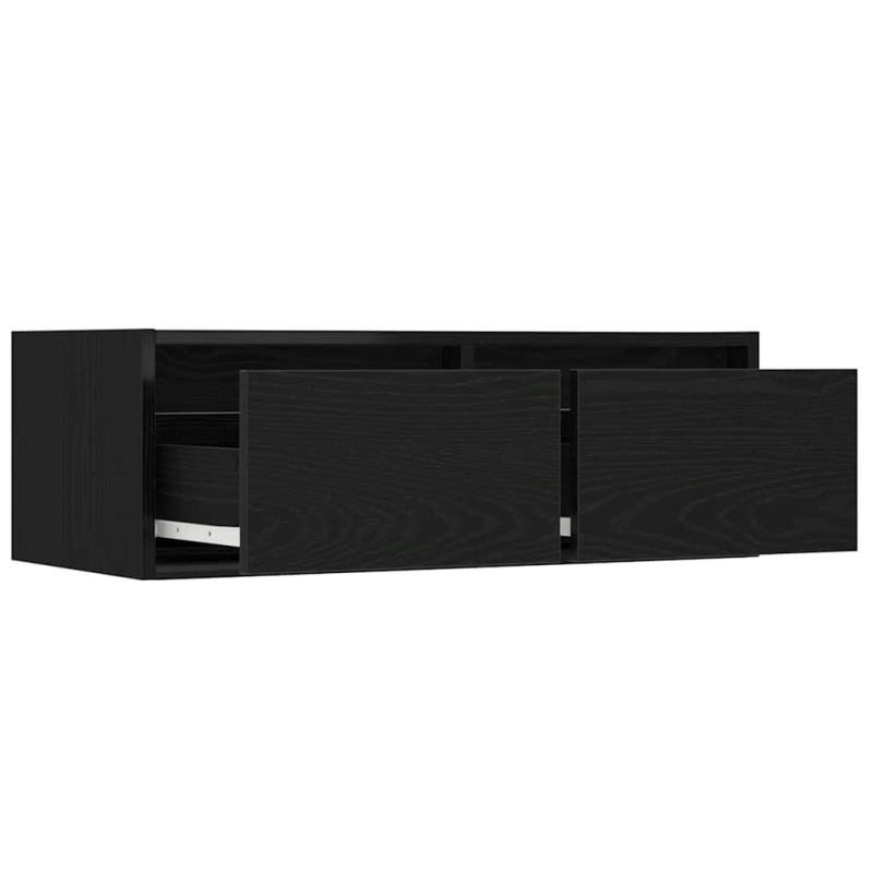 TV-Schrank mit LED-Leuchten Schwarz Eichen-Optik 75x35,5x25 cm