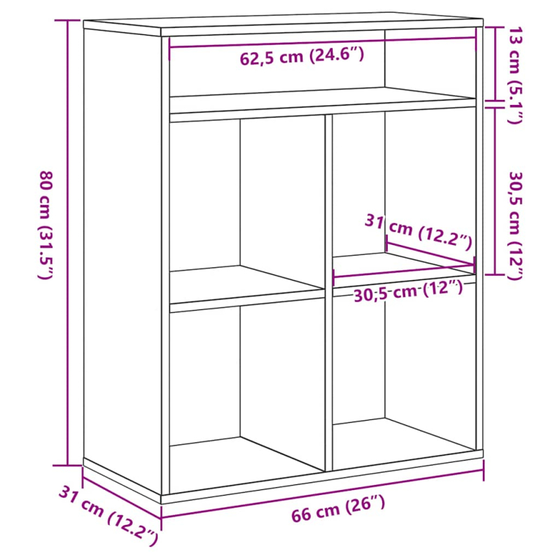 Bücherregal Altholz-Optik 66x31x80 cm Holzwerkstoff