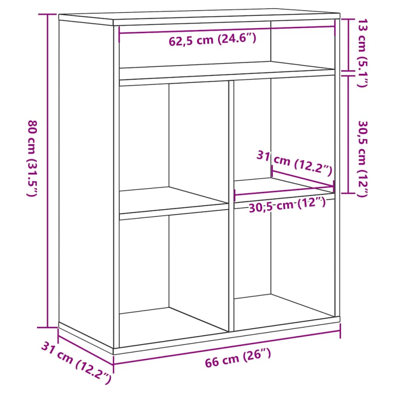 Bücherregal Artisan-Eiche 66x31x80 cm Holzwerkstoff