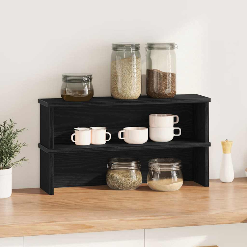 Küchenregale Stapelbar 2 Stk. Schwarz 50x15x16 cm