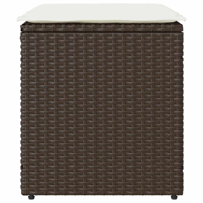 Gartenhocker mit Kissen 2 Stk. Braun 40x40x43 cm Poly Rattan