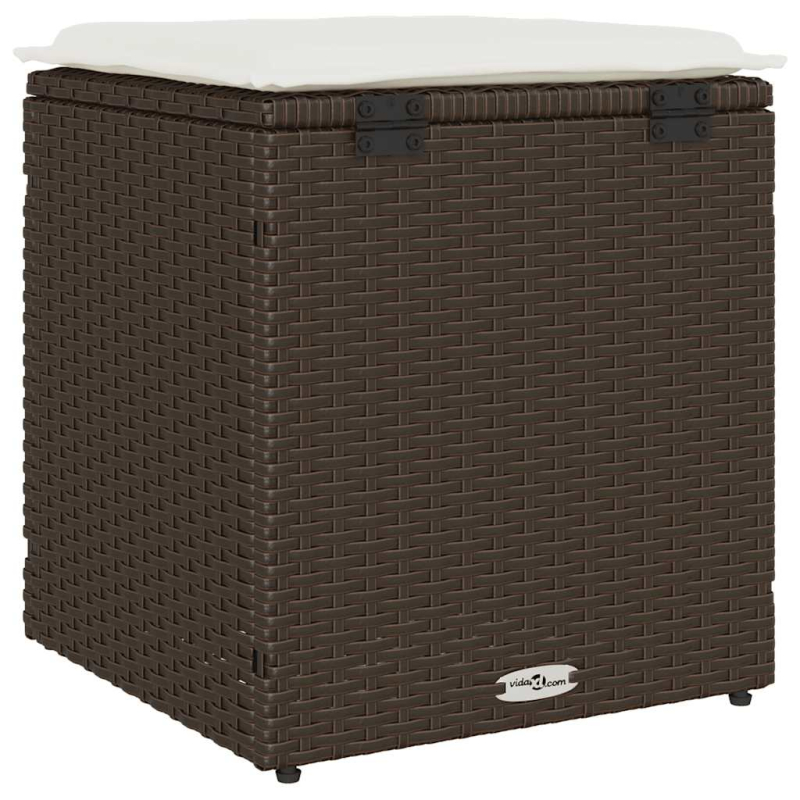 Gartenhocker mit Kissen 2 Stk. Braun 40x40x43 cm Poly Rattan