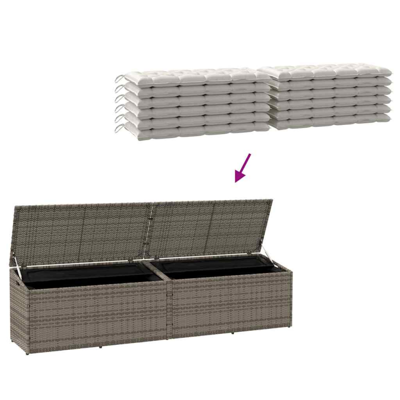Garten-Auflagenbox Grau 220x50x58 cm Poly Rattan