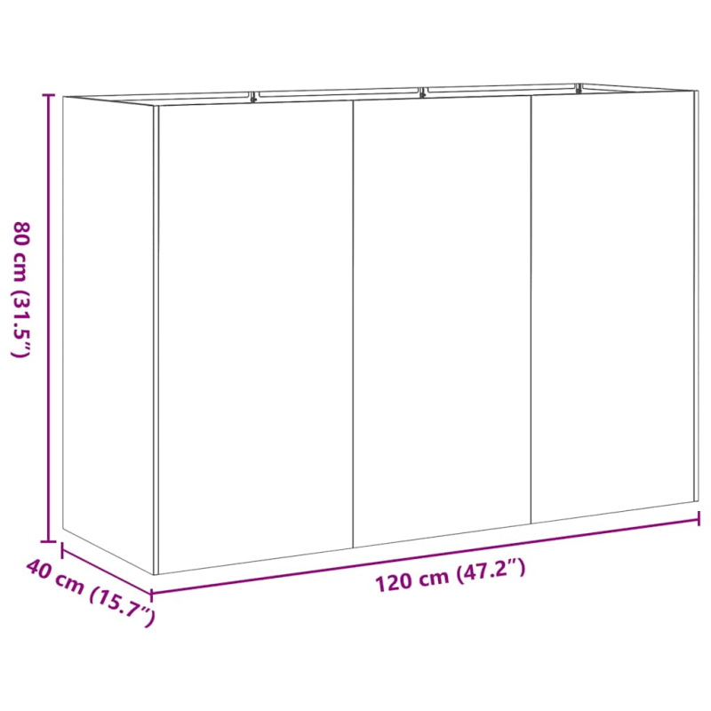Pflanzkübel Anthrazit 120x40x80 cm Kaltgewalzter Stahl