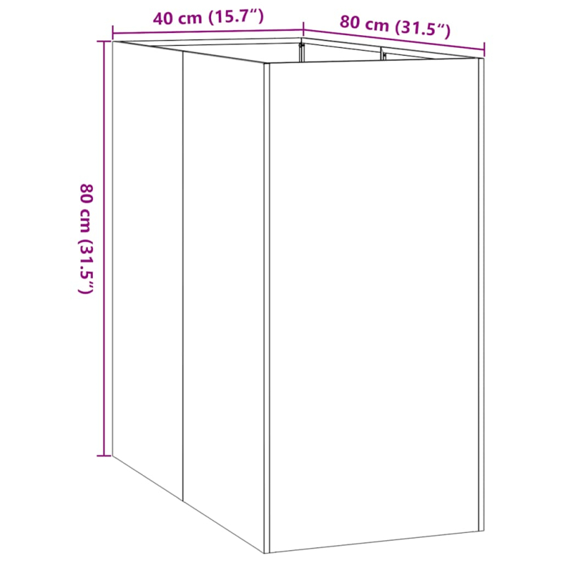 Pflanzkübel 40x80x80 cm Edelstahl
