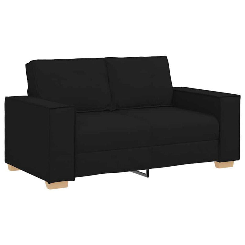 2-tlg. Sofagarnitur mit Kissen Schwarz Stoff