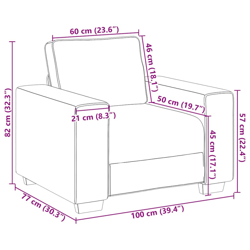Sessel Braun 60 cm Samt