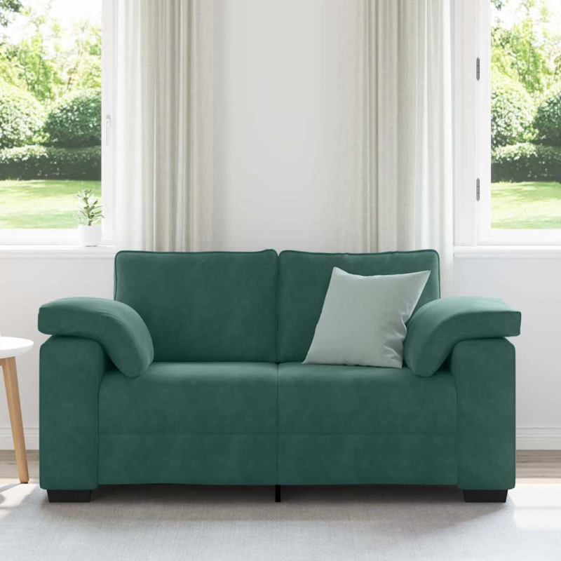Zweisitzer-Sofa Dunkelgrün 120 cm Samt