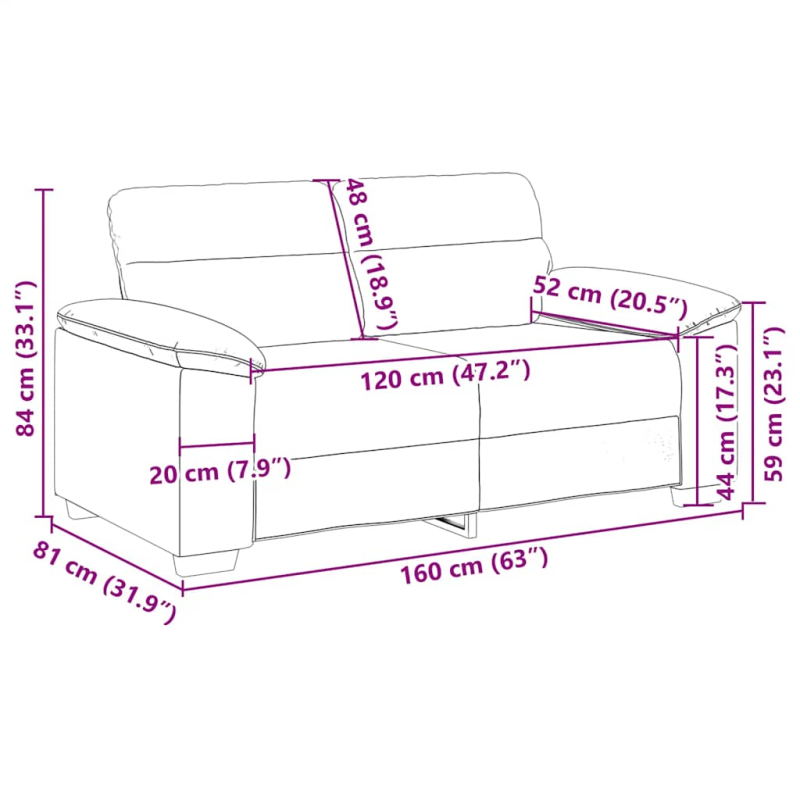 2-Sitzer-Sofa Cappuccino-Braun 120 cm Kunstleder