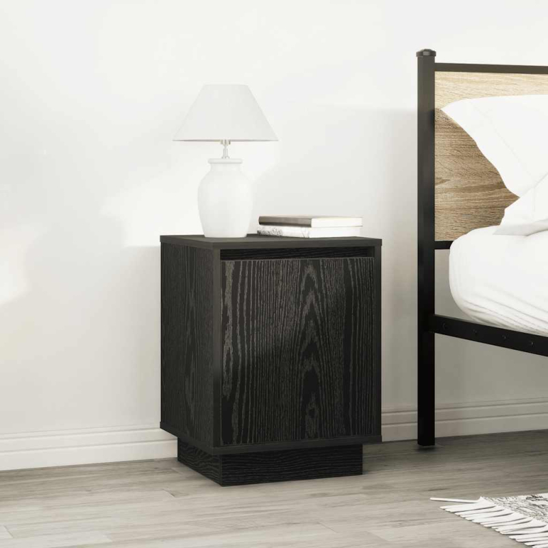 Nachttische mit LED-Leuchten 2 Stk. Schwarz 38x34x50 cm