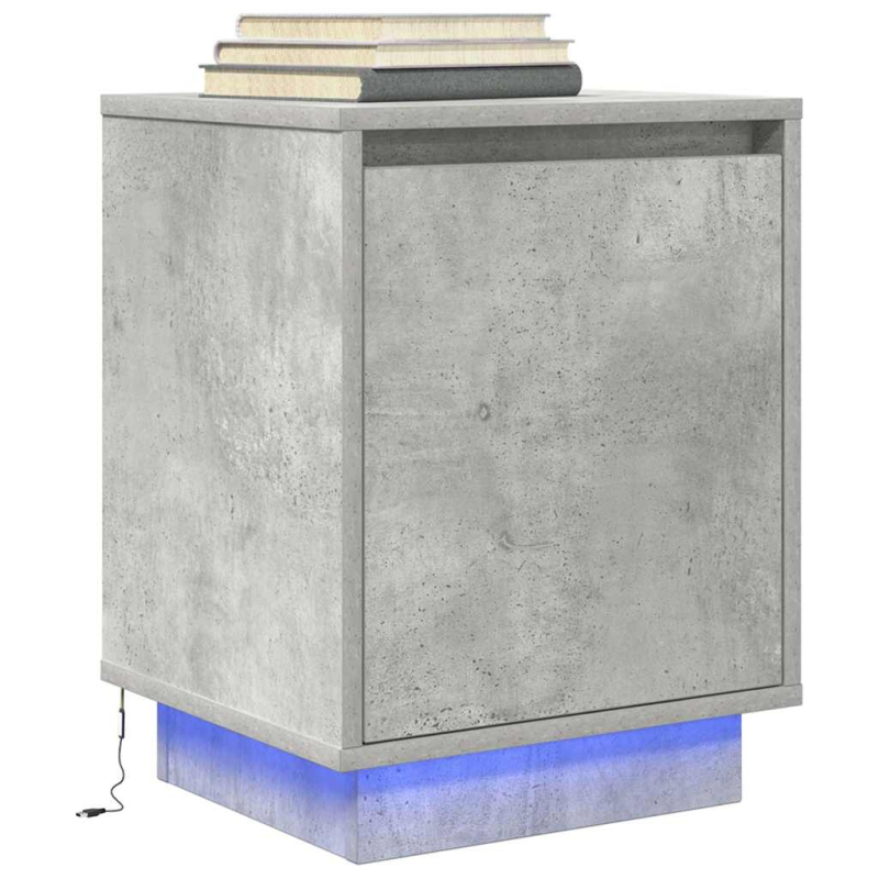 Nachttische mit LED-Leuchten 2 Stk. Betongrau 38x34x50 cm