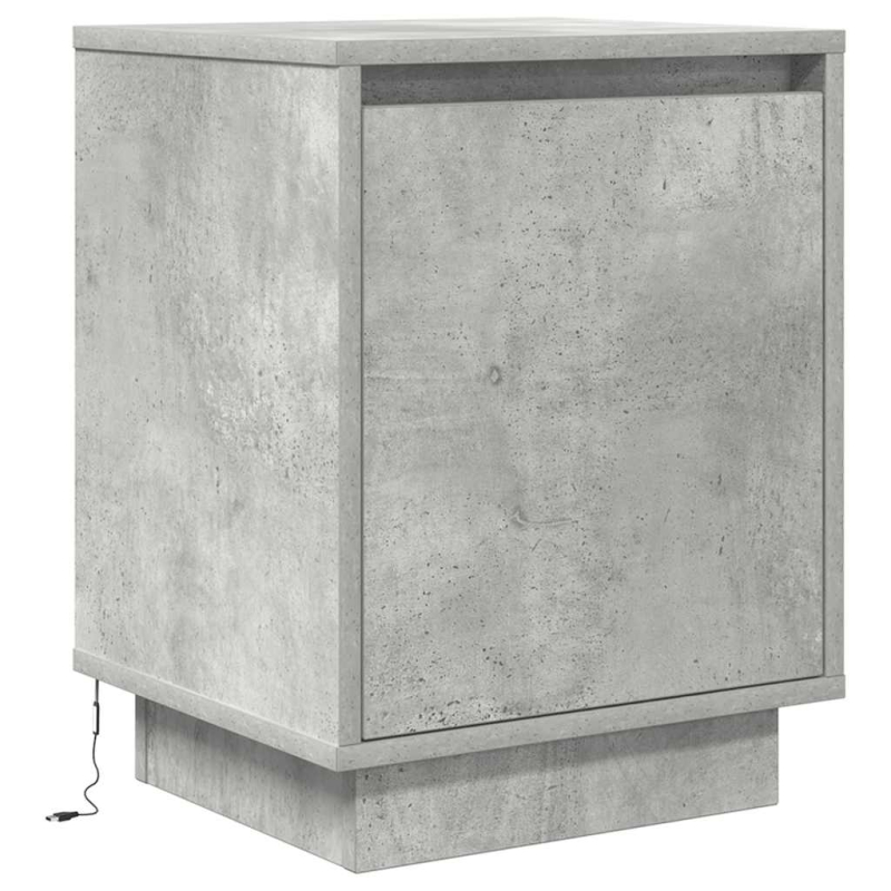 Nachttische mit LED-Leuchten 2 Stk. Betongrau 38x34x50 cm