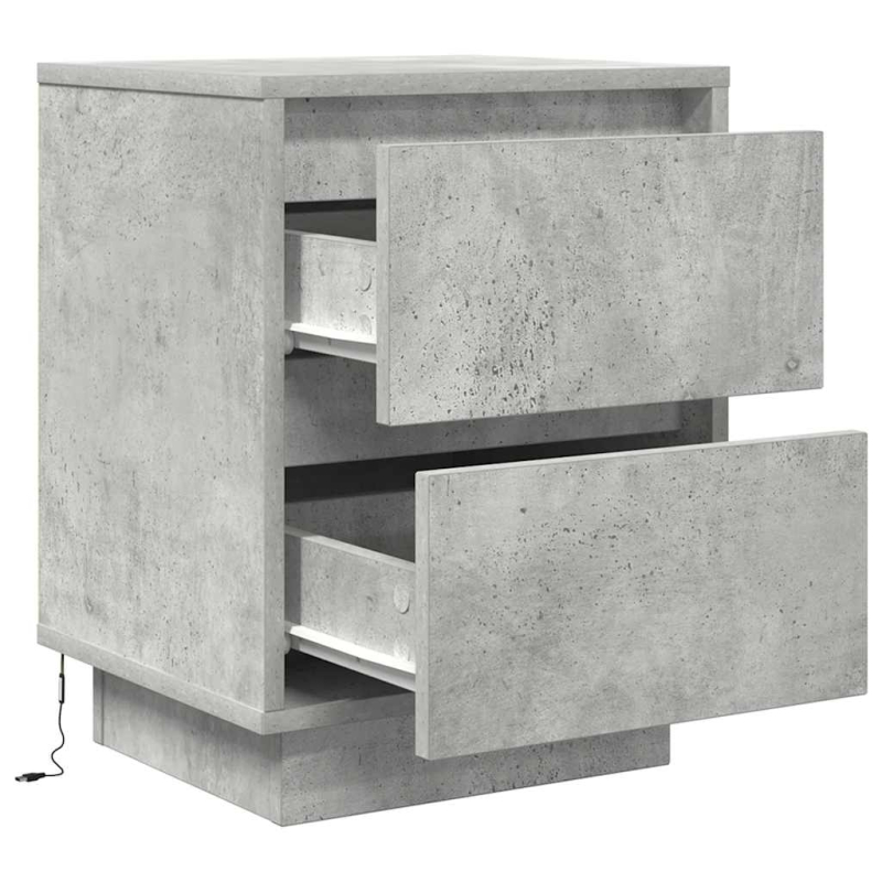 Nachttische mit LED-Leuchten 2 Stk. Betongrau 38x34x50 cm