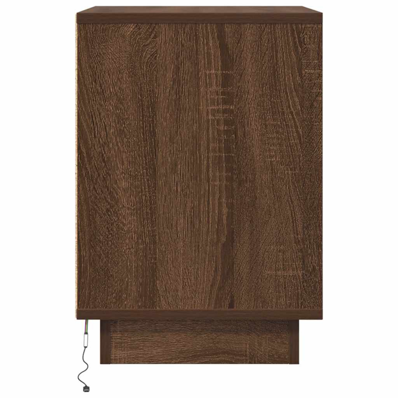 Nachttisch mit LED-Leuchten Braun Eichen-Optik 38x34x50 cm