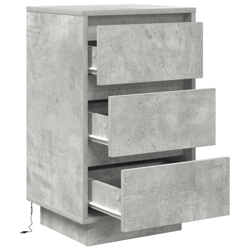 Nachttisch mit LED-Leuchten Betongrau 38x34x65 cm