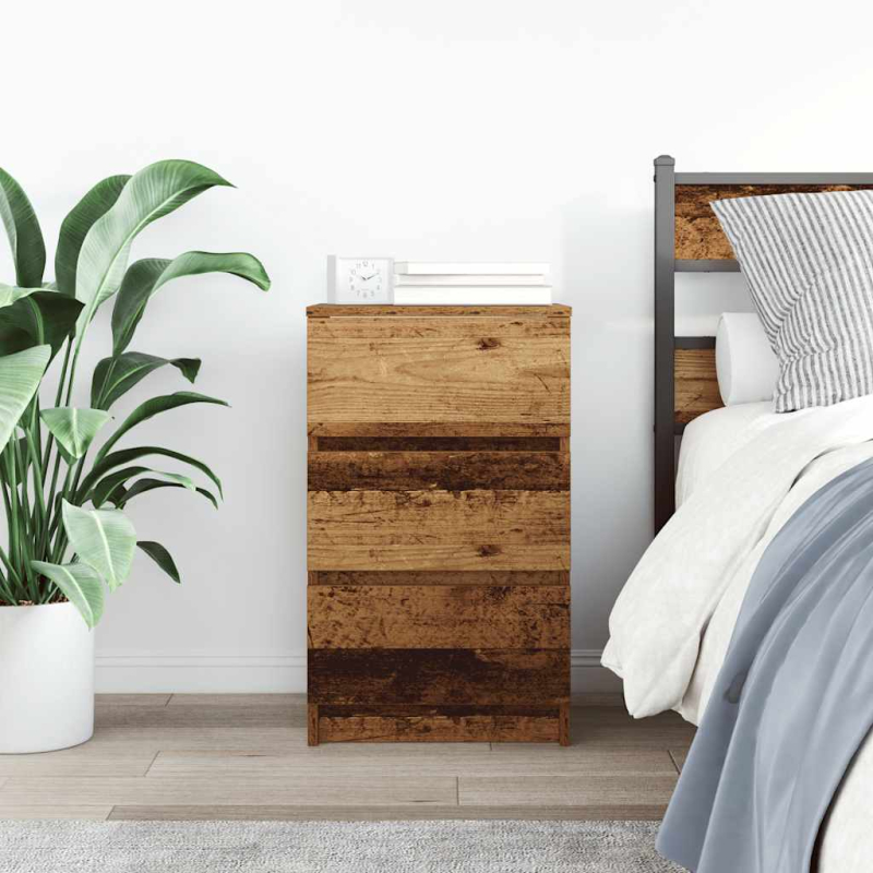 Nachttisch mit 3 Schubladen Altholz-Optik 39x35x65 cm