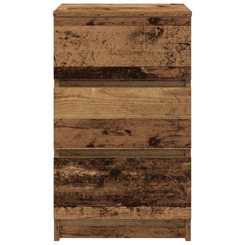 Nachttische mit 3 Schubladen 2 Stk. Altholz-Optik 39x35x65 cm
