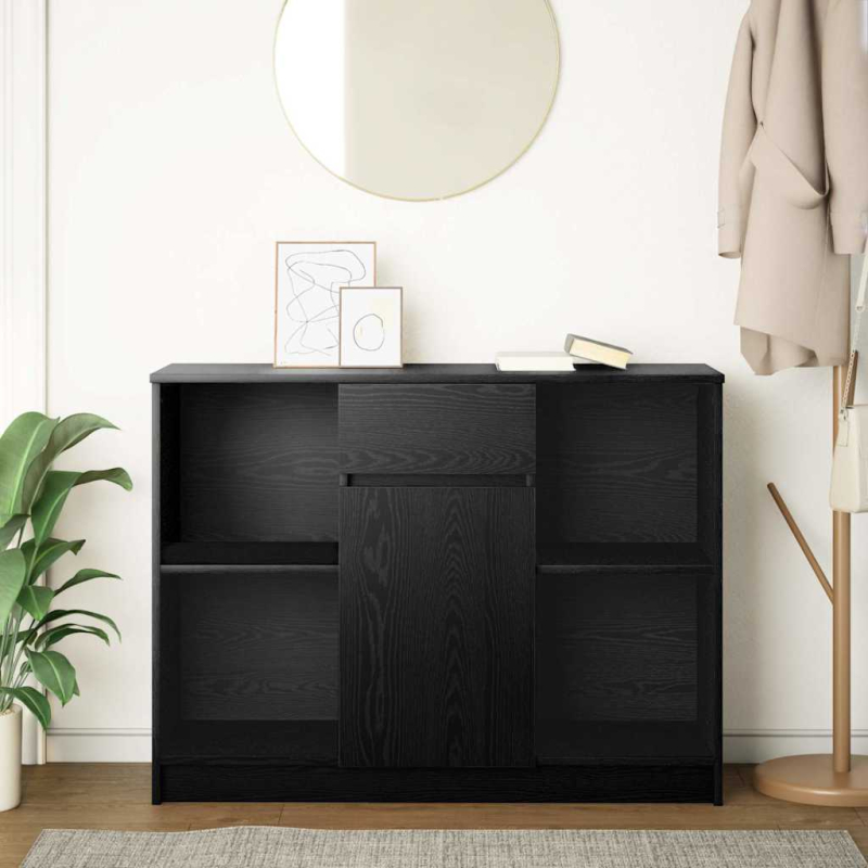 Sideboard mit Schublade Schwarz Eichen-Optik 101x35x76 cm